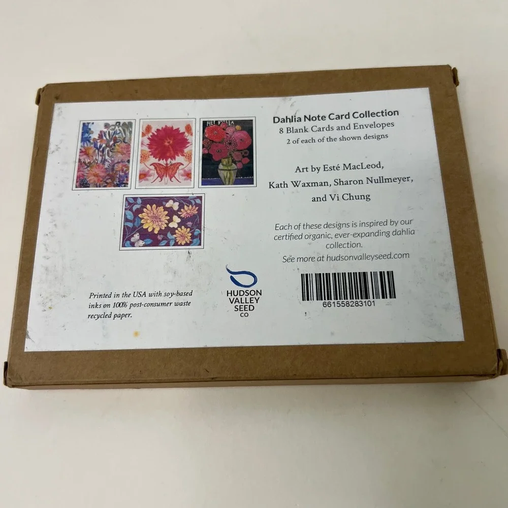 Hudson‎ Valley Seed Co Dahlia Note Card Collection NIP 8 Cards